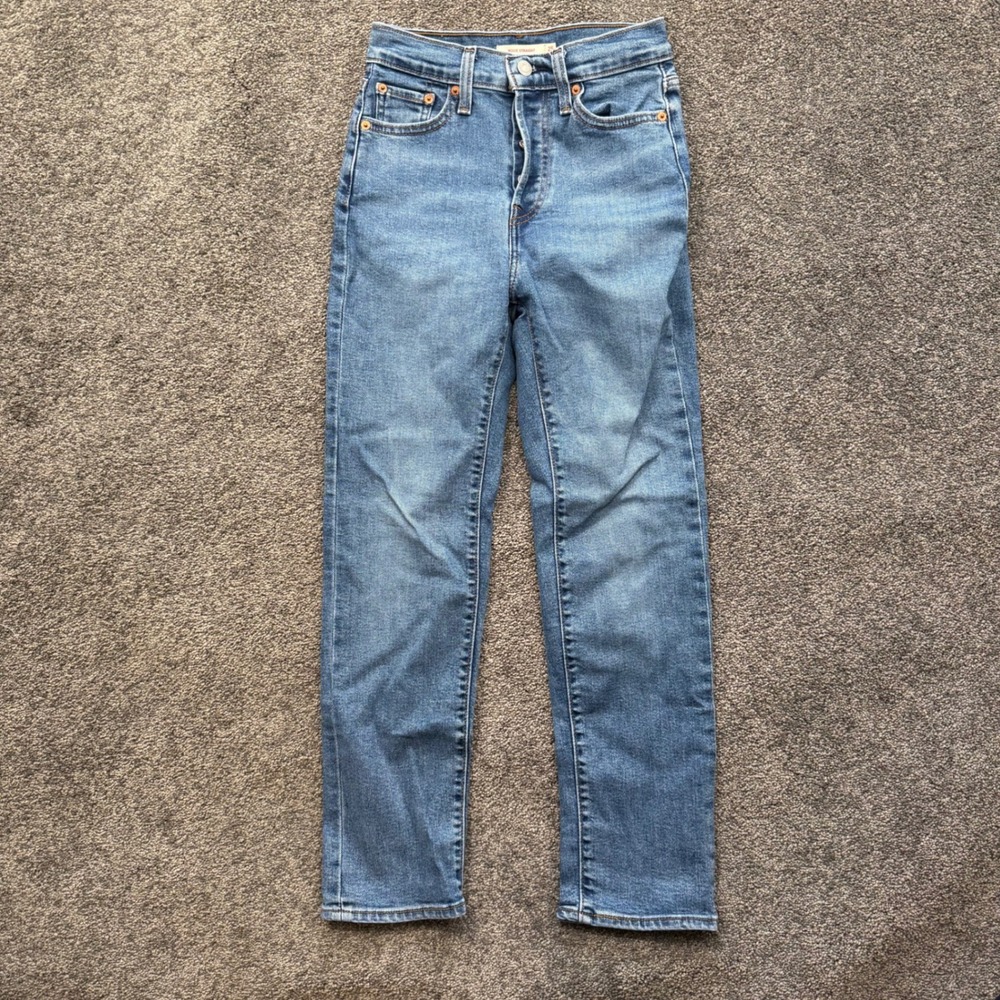 Levis Wedgie Straight Jeans Womens 25 High Rise Button Fly Blue Denim